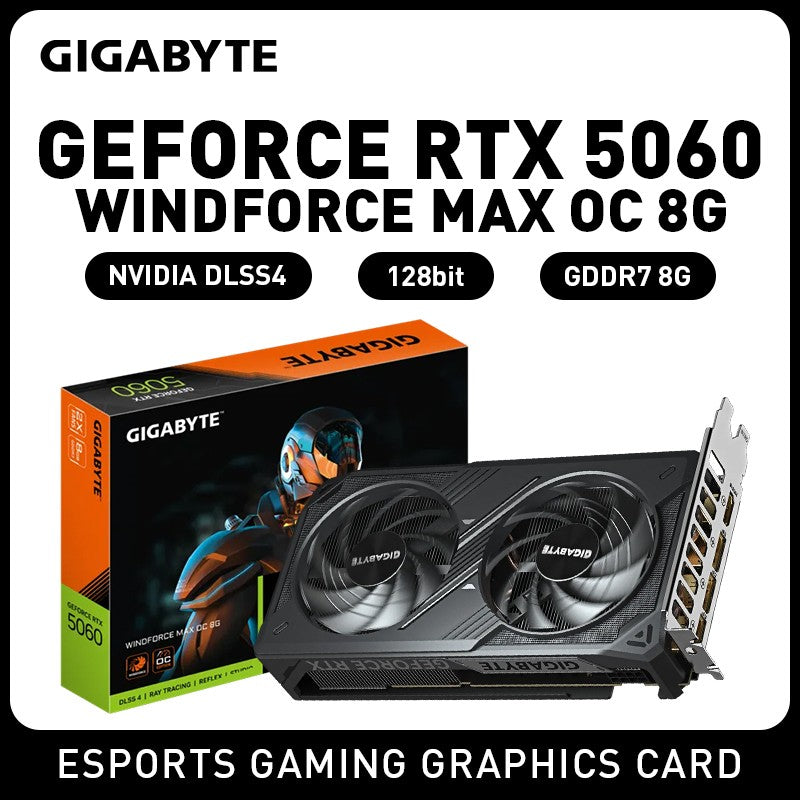 Placa de Vídeo Gigabyte RTX5060-8G MAX Gaming NVIDIA GeForce RTX 5060 28 Gbps 128Bit GDDR7 8 Pinos PCI Express 5.0 para Desktop