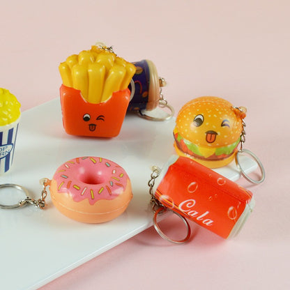 6Pcs Simulated Food Donut Fries Squish Stress Relief Toys for Kids Birthday Party Favors Classroom Rewards Gift Goodie Filler