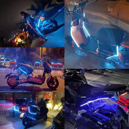2 Peças Luzes de Seta para Moto LED Luz Diurna Luz Traseira DRL Faixa Decorativa À Prova d'Água Freio Luz Sequencial