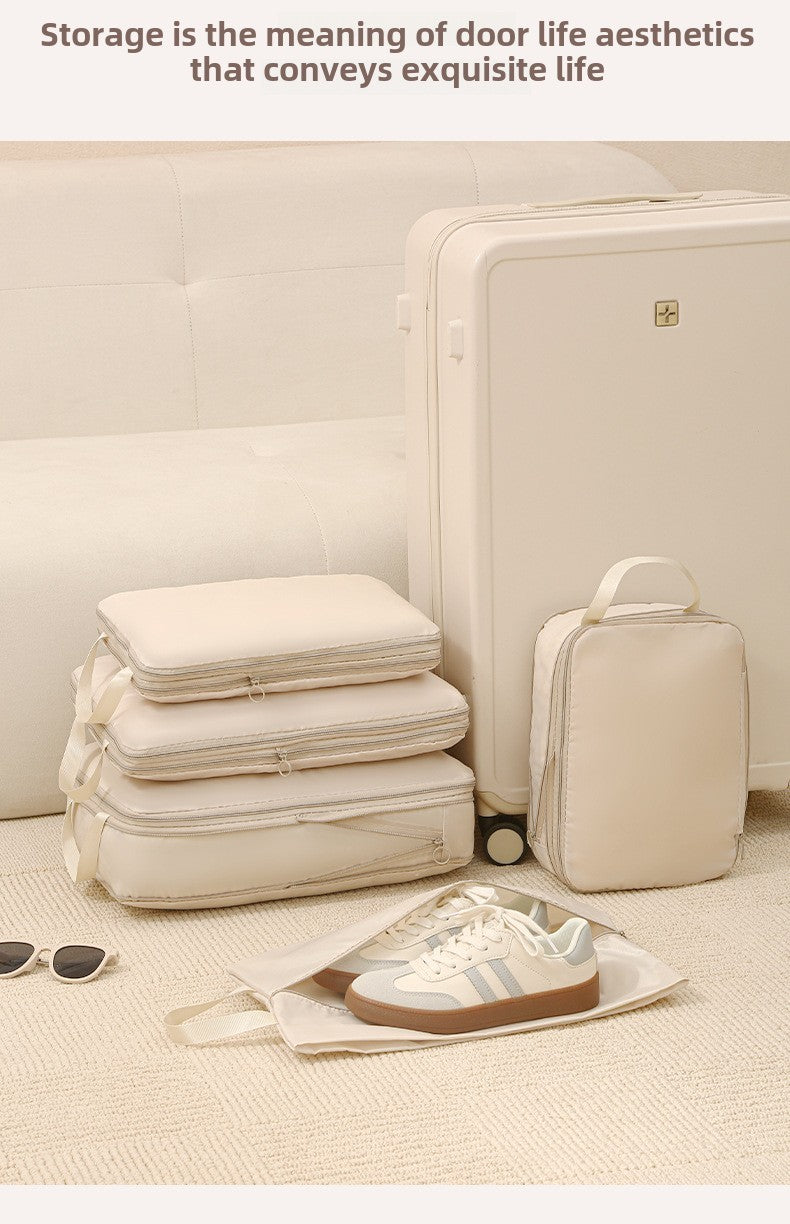 4Pcs/Set Travel Compression Packing Cubes Bag Portable Suitcase Clothes Organizers Waterproof Luggage Storage Cases Drawer Bags