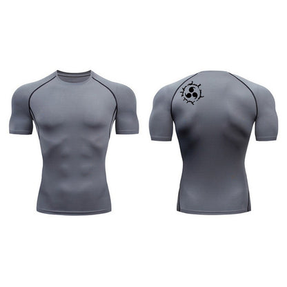 Graphic Compression Shirts for Men Athletic Quick Dry Rash Guard Stretchy Baselayers Undershirts Gym Workout Running Tshirt Tops