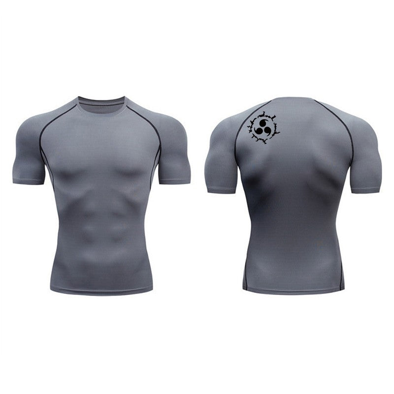Graphic Compression Shirts for Men Athletic Quick Dry Rash Guard Stretchy Baselayers Undershirts Gym Workout Running Tshirt Tops