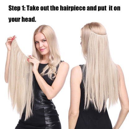 BENEHAIR Cabelo Sintético com Fio Invisível Sem Clipes Extensões de Cabelo Linha Secreta de Pesca Apliques de Cabelo Falso Para Mulheres