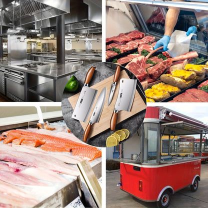 Conjunto de facas de cozinha profissionais de 4 peças, cutelo afiado para casa, fatiador multiuso, faca de chef profissional, faca de legumes de lâmina fixa