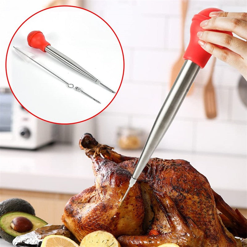 Flavor Needle BBQ Meat Syringe Marinade Turkey Baster Needle Set Kitchen Cooking Pork Steak Meat Sauces Barbecue Seasoning Tool