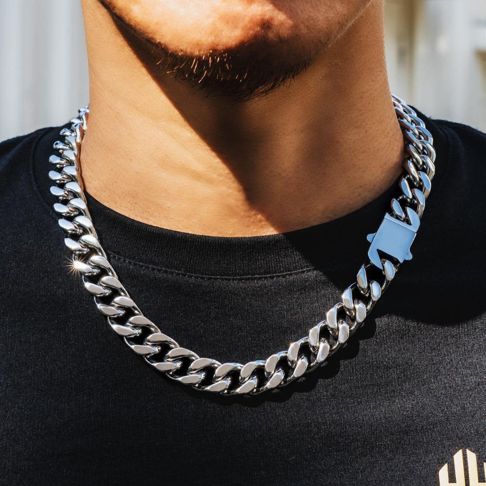 Pulseira Acessório Masculina de Aço Inoxidável 316 Banhada a Ouro 18k, Corrente Cubana Criptografada de 8, 10, 12mm, Estilo Miami Rap Hip Hop