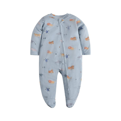 Newborn Footed Pajamas Zipper Girl and Boy Romper Long Sleeve Jumpsuit Cotton Solid White Fashion 0-12 Months Baby Clothes ?