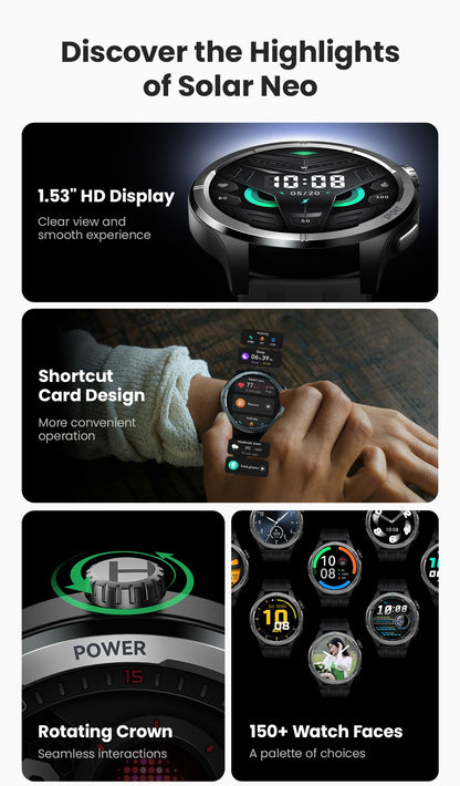 Smartwatch HAYLOU Solar Neo Tela HD de 1.53'' Monitoramento de Saúde 24H Chamada Bluetooth Smartwatch Masculino Feminino Relógios Esportivos Inteligentes