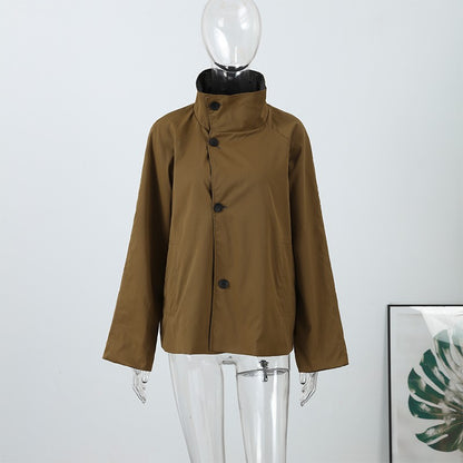 ? Fashion Double Sided Solid Jacket Women Lapel Collar Single Breasted Long Sleeve Coats 2025 Autumn New Lady Utility Outerwear