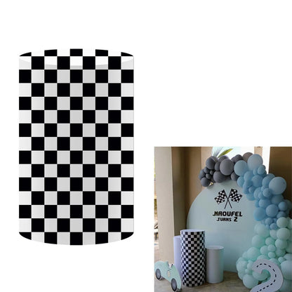 Race Car Theme Cylinder Covers Decor Elastic Racing Party Backdrop Pedestal Cover Baby Shower Birthday Custom Name Desserts