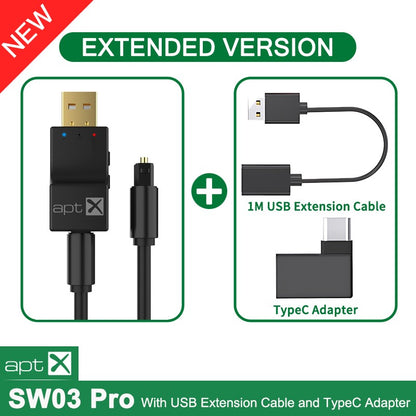 Transmissor de áudio sem fio Bluetooth óptico USB 2 em 1 Adaptador de transmissor de áudio de baixa latência para TV PC Adaptador de áudio sem fio USB