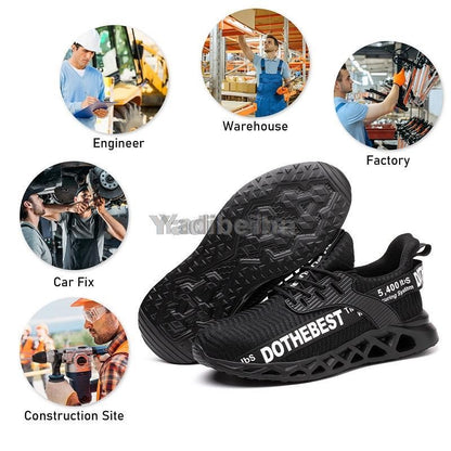 Sapatos de Segurança Bico de Aço Masculino Feminino Tênis de Trabalho Leves Sapatos de Trabalho à Prova de Furos Botas de Trabalho de Segurança Unissex para Construção