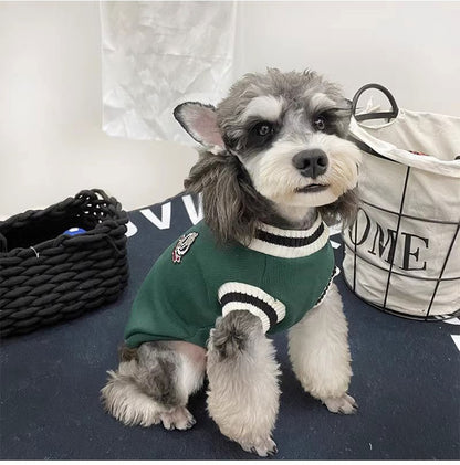 Suéter de Inverno Quentinho para Cães Estilo Colegial Gola V Tricô para Filhotes de Pequeno Porte Colete Roupinhas Jaqueta para Gatinhos