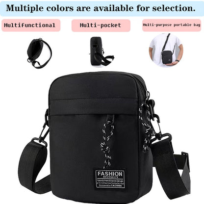 Neutral style shoulder bag for men and women, can be worn as a single shoulder strap in a solid color nylon material.