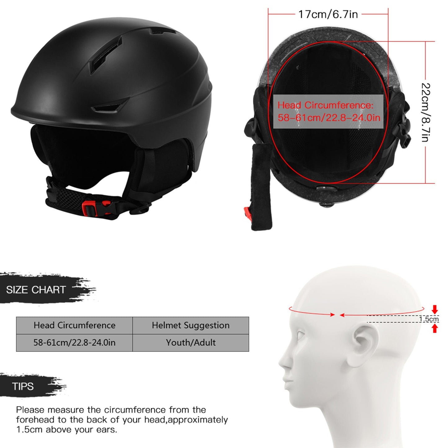 Snowboard Helmet Detachable Earmuff Men Women Safety Skiing Helmet with Goggle Fixed Strap Professional Skiing Snow Sports