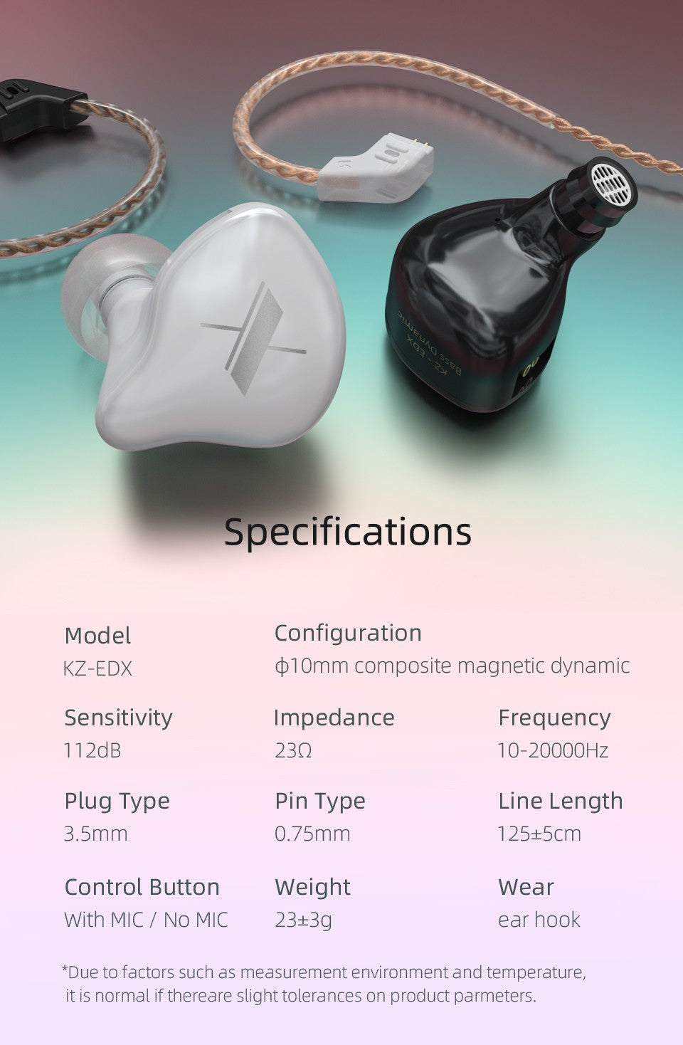 KZ EDX Wired Headset In-Ear Monitor Earbuds Earphones Detachable Cable Sport Game Noice Cancelling Headphone With Microphone