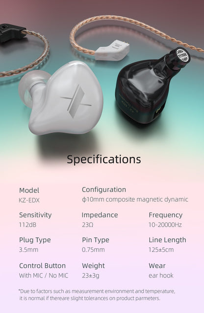 KZ EDX Wired Headset In-Ear Monitor Earbuds Earphones Detachable Cable Sport Game Noice Cancelling Headphone With Microphone