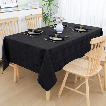 Olanly Rectangle Table Cloth For Home Jacquard Dyeing Tablecloth For Banquet Party Leaf Flower Diagram Polyester Tablecloth Grey