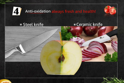 Conjunto de Facas de Cerâmica para Cozinha Profissional Faca de Cerâmica 3 4 5 6 Polegadas Faca de Descascar Frutas à Prova de Ferrugem para Fatiar Cortar Legumes