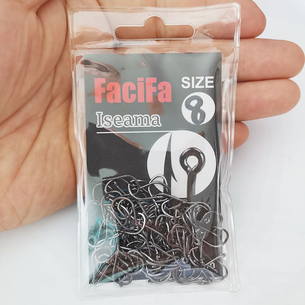 100/50/25 pçs Iseama Anzol de Pesca de Carpa Offset Círculo Único Anzol de Pesca de Mosca Anzol Jig Barba Mar Peixe Acessórios de Pesca
