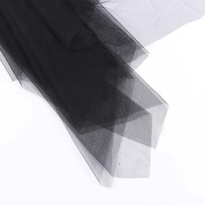Sexy Net Yarn High-Waisted Irregular Skirt for Women Summer New European and Ame