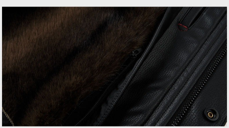 Outcoat Winter Faux Leather Jacket Detachable Golden Mink Fleece Inner Lining Top Layer Faux Deerskin One-piece Warm Men's Coat