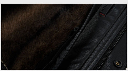 Outcoat Winter Faux Leather Jacket Detachable Golden Mink Fleece Inner Lining Top Layer Faux Deerskin One-piece Warm Men's Coat