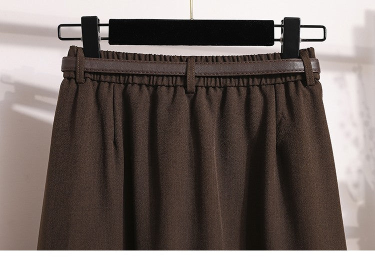 2025 Plus Size Skirts for Women Autumn Elegant Solid Women's Wrap Umbrella Skirts Korean High Waisted Suit Pleated Skirt