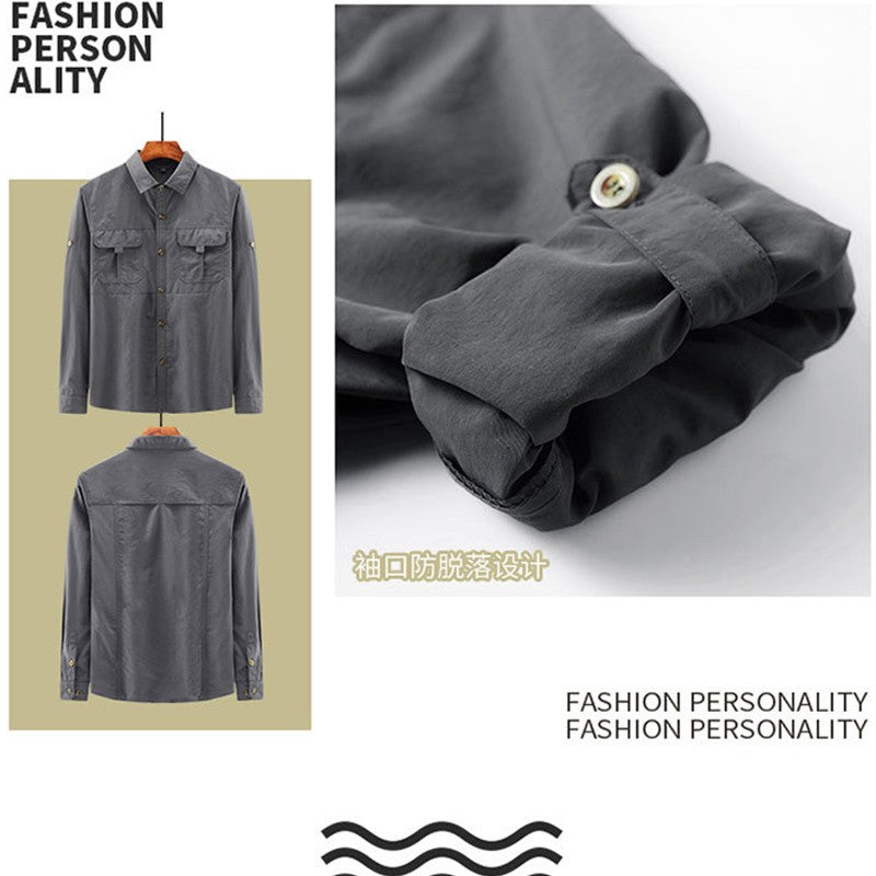 Spring Cargo Shirt For Men Long Sleeve Social Dress Shirt Top Casual Formal Shirt Blouses Oversized Tactical Shirt Man Clothes