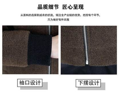 High End Splicing Men's Woolen Coat Winter Thick and Warm Wool Blends Jacket Fashion Casual Social Standing Collar Overcoat 4XL
