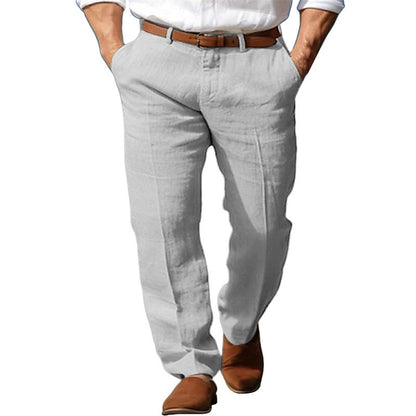 Men's Formal Linen Summer Pants Straight Tube Solid Color Comfortable Breathable Formal Business Fashion Basic Style Trousers