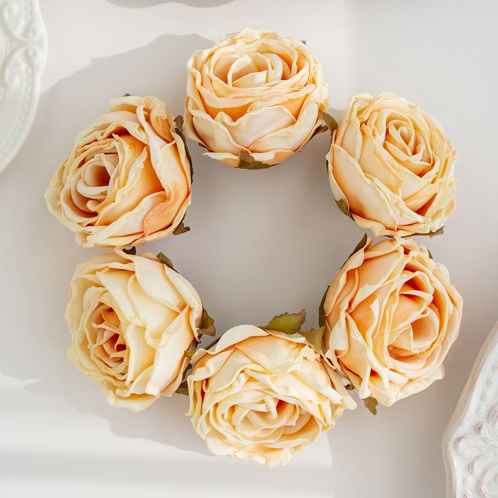 Artificial Flower Burned Edge Rose Wedding Bridal Bouquet Decor Home Outdoor Garden Festival Party Wreath Diy Ins Gift Scrapbook