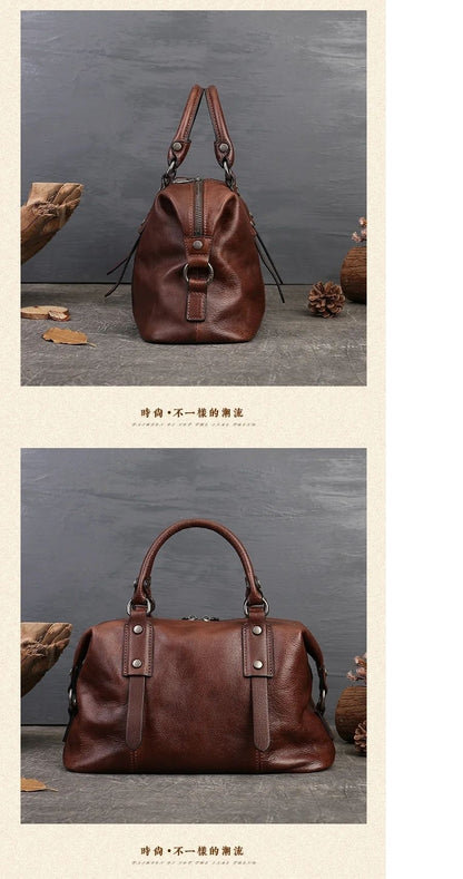 MOTAORA 2025 New Genuine Leather Satchel Tote Bag Top Handle Handbag Designer Shoulder Bag Large Capacity Cross Body Bag Vintage