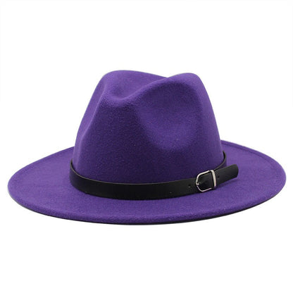 Men's fedora hat Men's and women's universal solid color fedora hat Women's 21 color wide brim jazz hat Autumn and winter Britis