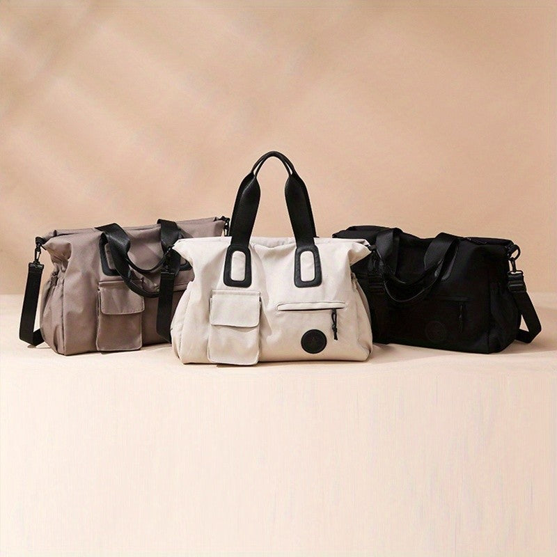 Large Capacity Women's Travel Handbag Multiple Pockets Nylon Travel Sports Shoulder Bag For Women