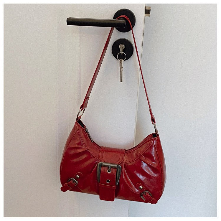 2025 Large Capacity Pleated New Retro Commuter Temperament Locomotive Do Old Style Underarm Shoulder Bag Women