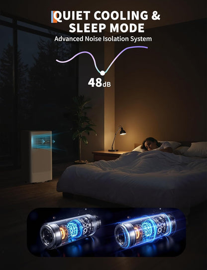 Ar-condicionado portátil de 8.000 BTU com modos resfriar/secar/ventilar, resfriamento rápido em até 32,5 m², resfriamento sem dreno, modo de suspensão silencioso
