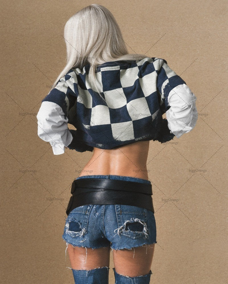 2025 Trendy Brand Streetwear Y2K Harajuku Retro Plaid Graphic Tops Men High Street Punk Casual Loose Oversized T-shirts Women