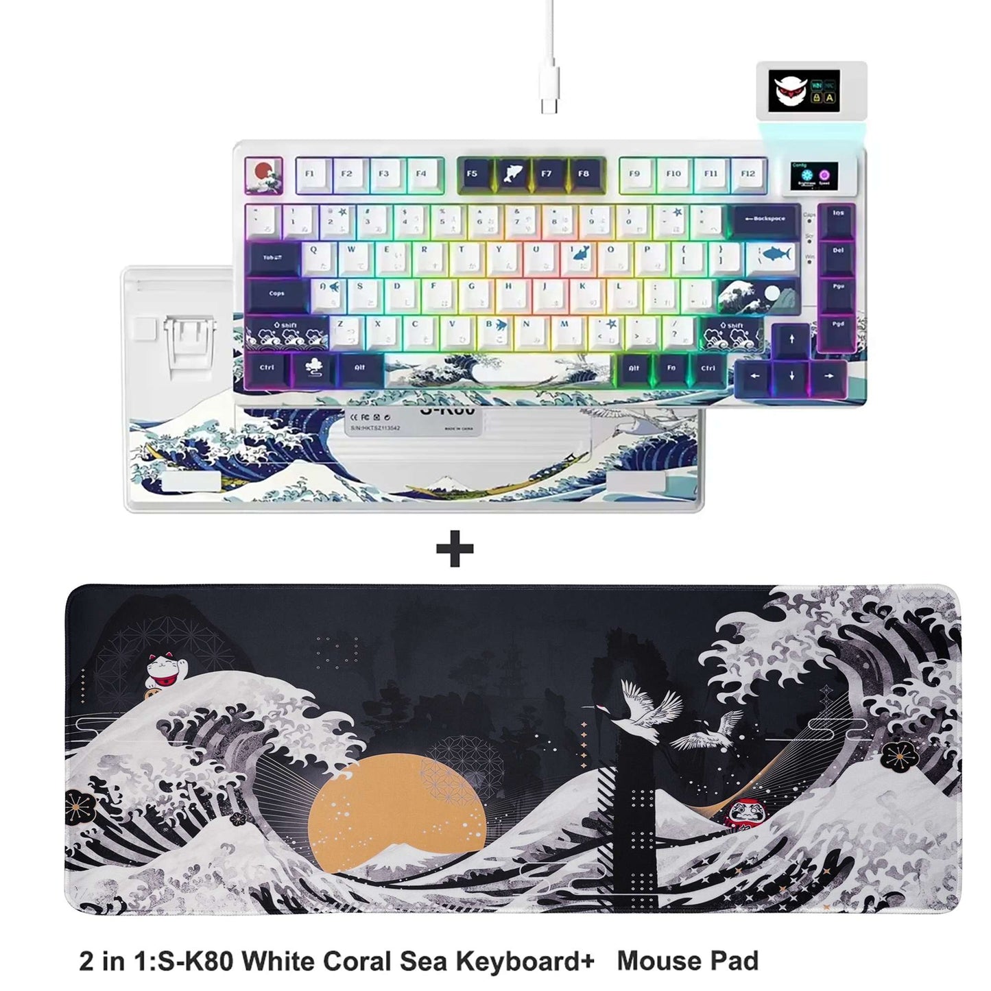 Teclado Gamer Mecânico Womier S-K80 75% com Display OLED Colorido Hot Swap Gasket Mount RGB Teclado Personalizado