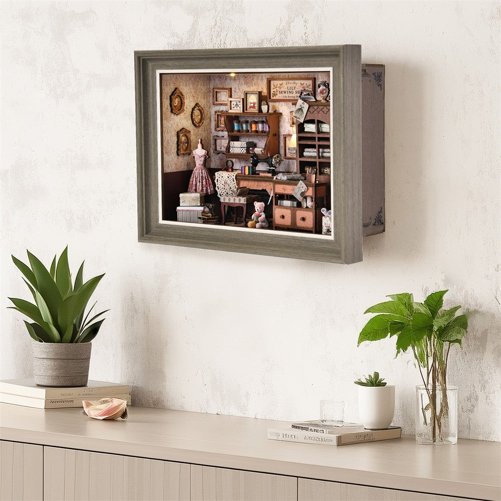 DIY Book Nook Bookshop Kit Photo Miniature Wooden Dollhouse with Light Bookshelf Insert 3D Puzzle Decor for Gift Owl Bookstore