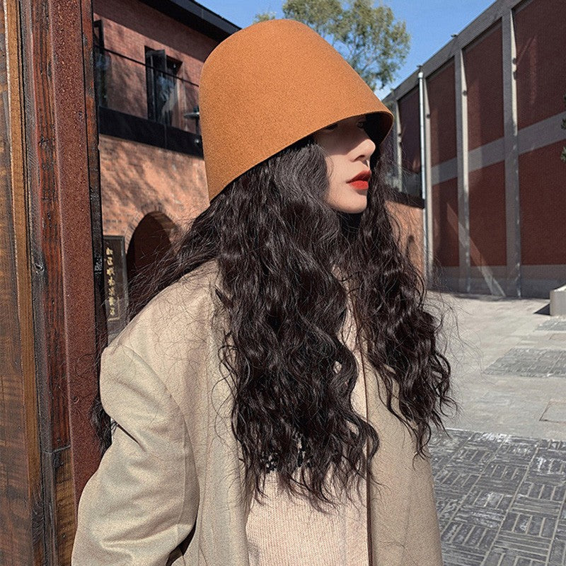 High Quality Wool Fisherman Hat Solid Color Bucket Hats Retro Bell-shaped Basin Cap For Woman Autumn Winter Warm Sun Visors Caps