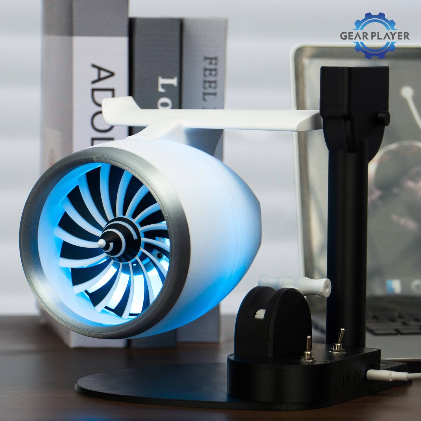 Turbojet Fan Style Single Head Mist Humidifier Blowing Feature RGB Lighting Effects for Bedroom Living Room Office Desk Air Humi