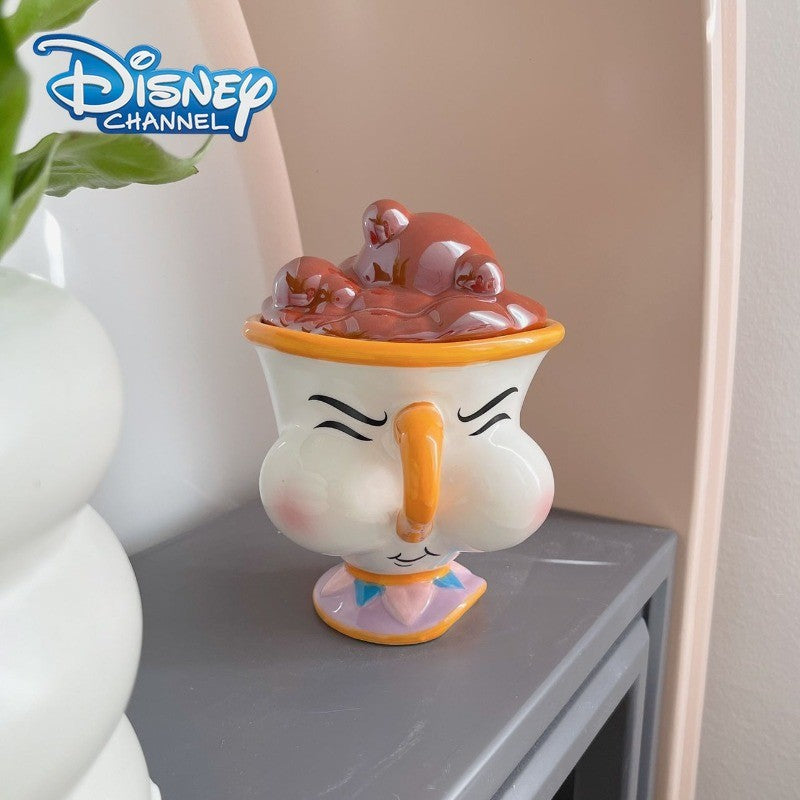 Disney Beauty and The Beast Ceramic Mug with Lid Cartoon Creative Coffee Cup for Milk Tea  Office Home Use Gift for Women Girls