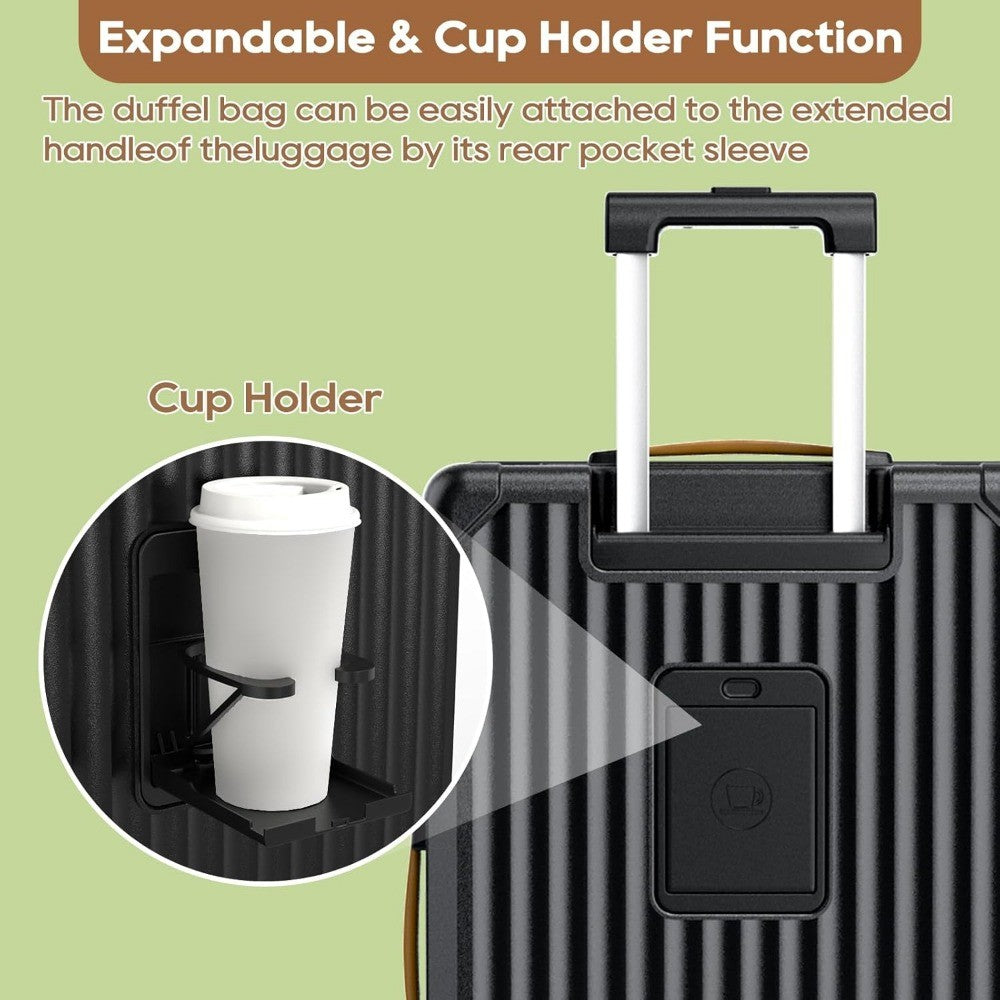 Mala de Bordo 20 com Capacidade Expansível, Suporte para Copo, Porta USB, Rodas Antiderrapantes e Alça para Viagens Inteligentes