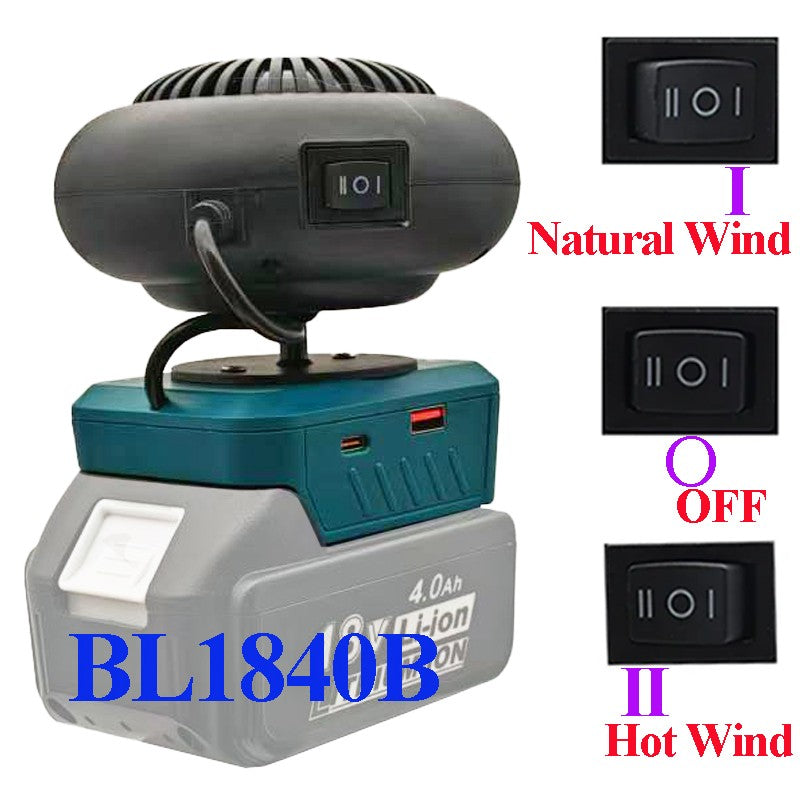 Power Tool Parts Lithium Electric Power Warm Air Blower Fan Heater Hot&Cold Wind Dual Mode For Makita For Bosch Li-ion Battery