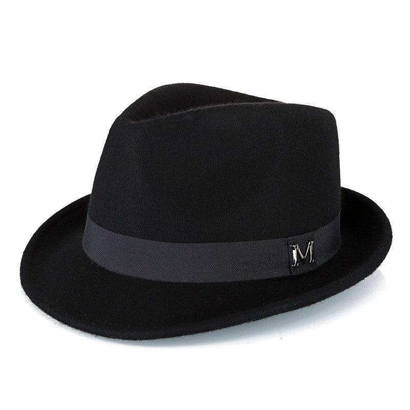 Men Winter Thick Warm Felt Fedora Hats Wool Gentleman Jazz Cap Homburg Male Classical Narrow Brim Top Hat