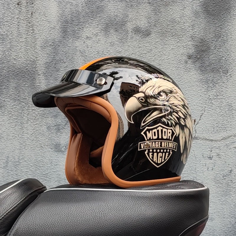 Capacete de motocicleta retrô semiaberto acessórios para motocicleta cross-country capacete de motocicleta 3/4 capacete retrô de inverno