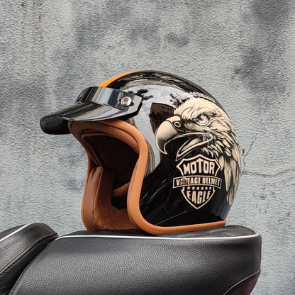 Capacete de motocicleta retrô semiaberto acessórios para motocicleta cross-country capacete de motocicleta 3/4 capacete retrô de inverno