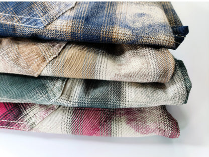 Autumn New Japanese Retro Long-Sleeve Lapel Plaid Cargo Shirt Men's Simple 100% Cotton Washed Pocket Casual Blouses Thin Coat