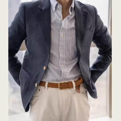 Summer Linen Casual Breathable Men's Lightweight Breathable Slim-Fit Blazer Vintage Italian Style Trendy